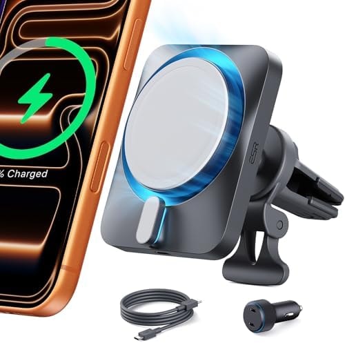 ESR for 15W MagSafe Car Mount Charger with CryoBoost, Made for Apple-Certified, for MagSafe Car Charger,Magnetic Wireless Phone Charging for iPhone 17/16/15/14/13/12, S26/S25, Fast Charging, Cooling