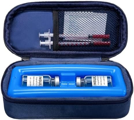 Esaytool Insulin Cooler Travel Case for Vial, Portable Insulated Medication Cooler for Diabetes – TSA Approved, Keep Peptide Vials & Medicine Bottles Refrigerated, Small Diabetic Cool Bag