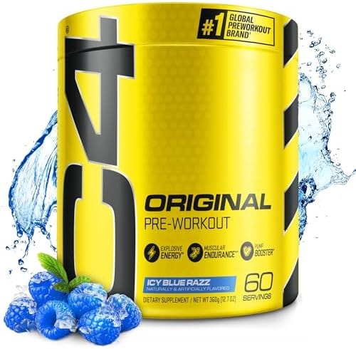 C4 Original Pre Workout Powder Icy Blue Razz - Vitamin C for Immune Support - Zero Sugar Preworkout Energy for Men & Women - 150mg Caffeine Plus Beta Alanine Plus Creatine - 60 Servings