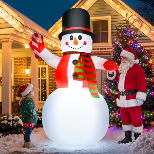 TISEJOY 8 FT Christmas Inflatables Snowman, Blow Up Outdoor Yard Decor