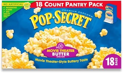 Pop Secret Popcorn, Movie Theater Butter, 3.0 Ounce Microwave Bags, 18 Count Box