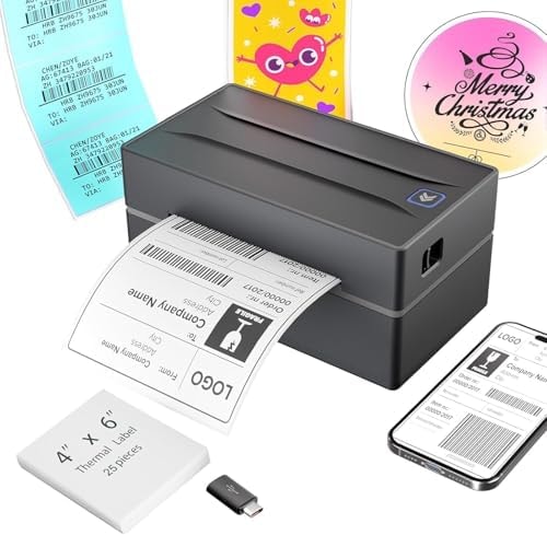 Thermal Shipping Label Printer 4x6 Bluetooth Label Maker for Small Business