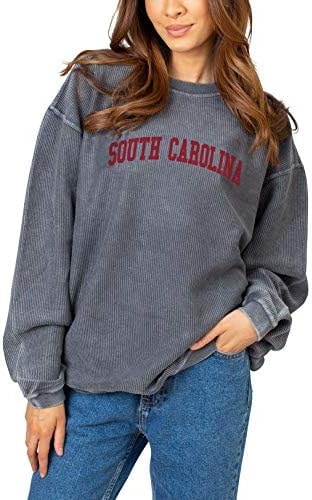 chicka-d NCAA South Carolina Fighting Gamecocks Womens Corded Sweatshirt, Charcoal, Small (443_TC_CA)