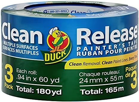 Duck Clean Release Blue Painters Tape, Masking Tape for Paint Projects, 1 in (0.94 in x 60 yd) 3-Pack