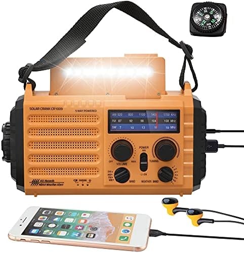 NOAA Weather Radio FM AM Shortwave, Emergency Radio 5000mAh Solar Crank