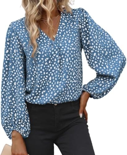 Business Casual Tops for Women Leopard Print Blouses Long Sleeve Shirts