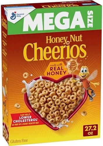 Cheerios Honey Nut Breakfast Cereal, Gluten Free, Mega Size, 27.2 oz