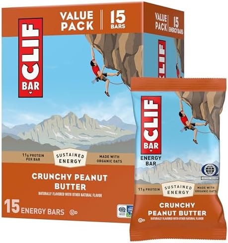 CLIF BAR Protein Energy Bars, Crunchy Peanut Butter, 15ct