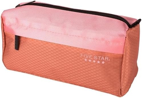 Five Star Pencil Pouch, Pen Case, 9-Pocket Zipper Pouch, Storage Organizer for School Supplies Earbuds Chargers Cables Makeup, Pink/Terracotta (500213F-ECM)