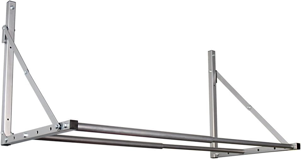 HyLoft 01031 Wall-Mounted Folding Tire Storage Loft Rack, 32 to 48 Inches Wide, Supports 300 Pounds and Folds Flat, Silver