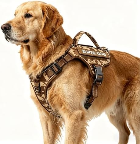 Tactical Dog Harness for Large Dogs, No Pull Military Service Dog Vest with Handle&Molle, Heavy Duty Reflective Adjustable Harnesses for Training Walking Hiking German Shepherd Golden Retriever