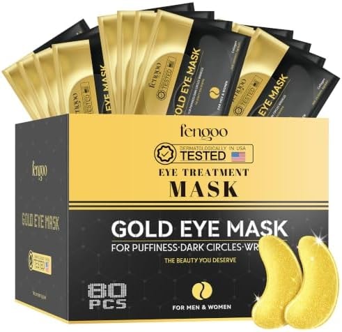 FENGOO 80 PCS 24K Gold Collagen Under Eye Patches & Smile Line Patches