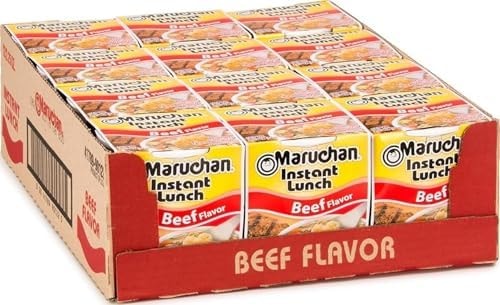 Maruchan Instant Lunch Ramen Noodles, Beef Flavor – Japanese-Style Instant Noodle Soup, Easy Meal Ready in 3 Minutes – 2.25 Oz. (12 Pack)