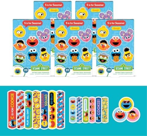 Sesame Street Kids Adhesive Bandages 3 Assorted Sizes 100 Count
