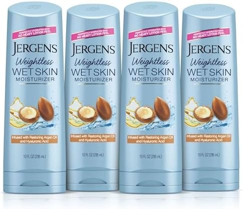Jergens In Shower Lotion For Dry Skin, Wet Skin Moisturizer, 10 oz, 4 Pack