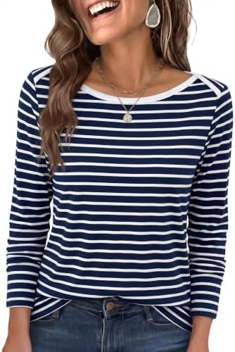 ANRABESS Womens Boat Neck Long Sleeve Shirts 2026 Fall Fashion Tops