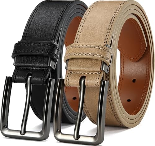 DOOPAI Men's Leather Belt - 1 3/8" Genuine Cowhide Dress Belt for Work, with Quick-Size Adjuster Golf & Casual