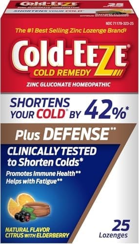 Cold-Eeze Plus Defense Zinc Lozgs, Natural Citrus Elderbry Flavor, 25 Ct