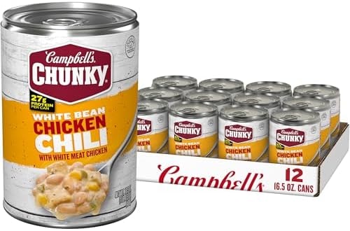 Campbell’s Chunky White Bean Chicken Chili, 16.5 oz Can (Pack of 12)