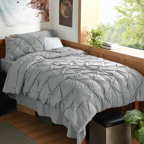 Bedsure Twin XL Comforter Set Grey - Dorm Room Essentials, Extra Long Twin XL Bedding Set with Sheets, All Season Down Alternative Comforter with Sheets, Pillowcase & Sham