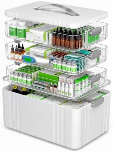 ARSTPEOE 4-Tier Medicine Organizer - Portable Medicine Cabinet with Handle