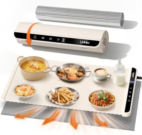 LNNIW Warming Mat for Food, 26x15 Inch, Off White, Fast Heat, Child Lock
