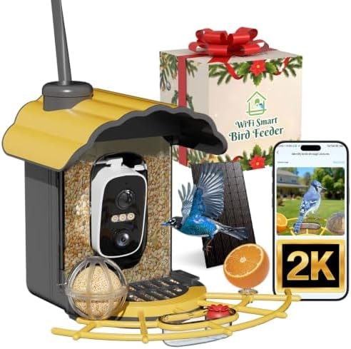 Smart Bird Feeder with 2K Camera: Wireless Wild Bird Feeder Solar Powered