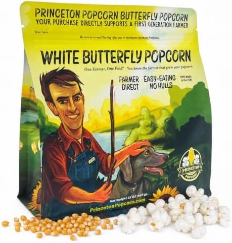 Princeton Popcorn Hulless Popcorn Kernels 2 lb, Baby White Butterfly Corn