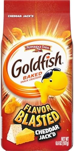 Goldfish Flavor Blasted Cheddar Jack'd Crackers, Snack Crackers, 6.6 oz bag