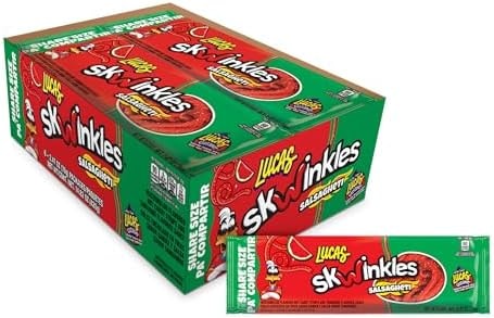 Lucas Salsagheti Watermelon Flavored Sweet & Hot Candy Strips and Tamarind Flavored Sauce, King Size 2.4 oz - 6 Pieces Pack for Treats, Snack, Parties, Piñatas