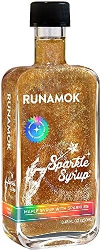 Runamok Sparkle Syrup - Authentic & Pure Vermont Maple Syrup with Sparkles | Natural Sweetener | Great for Pancakes, Beverages, Fresh Fruit & Dessert Toppings | 8.45 Fl Oz (250mL)