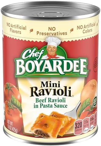 Chef Boyardee Mini Beef Ravioli, Microwave Pasta, Canned Food, 15 oz.