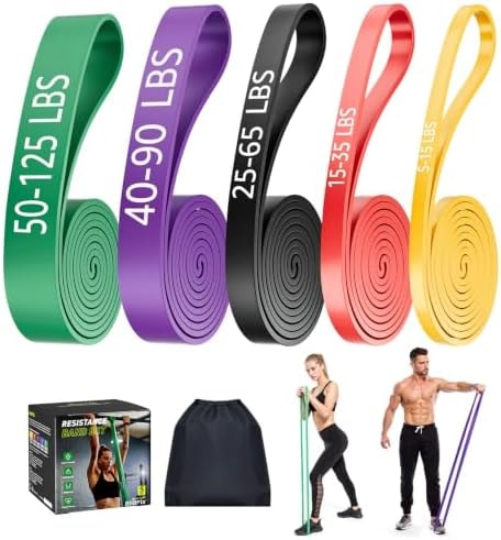 Dapofajo Resistance Bands for Working Out: Silicone 5-Level Exercise Bands, 3X Tear-Resistant, Pull Up Assistance - Helpful Physical Therapy & Strength Training for Men & Women