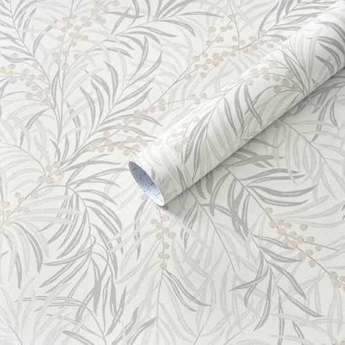 Fiula Vintage Peel and Stick Wallpaper for Bedroom Beige Leaf Self-Adhesive