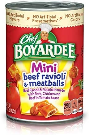 Chef Boyardee Mini Beef Ravioli and Meatballs, 15 Oz Can