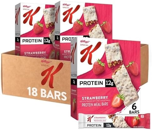 Special K Bar Protein Meal Bars, 12g Protein Snacks, Meal Replacement, Strawberry (3 Boxes, 18 Bars)