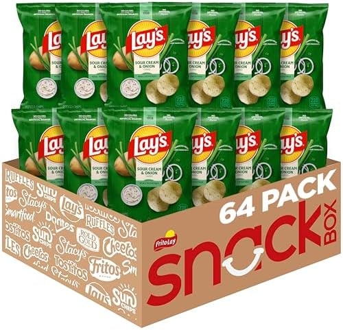 Lay's Potato Chips, Sour Cream & Onion, 1.5 Ounce (Pack of 64)