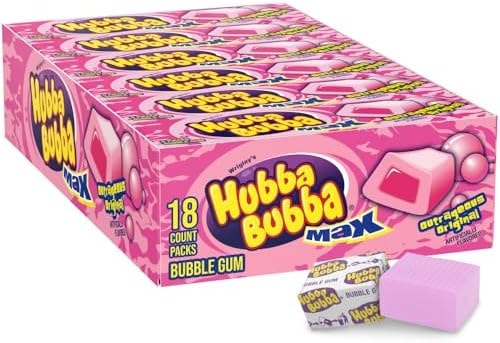 Hubba Bubba Max Chewing Gum, Original Bubble Gum, 5-pieces, 18-count