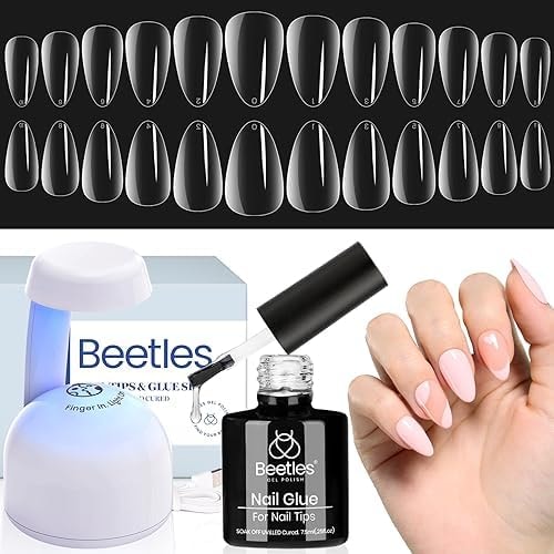 Beetles Gel Nail Kit Almond-500Pcs Gel Nails Tip Easy Extension Set