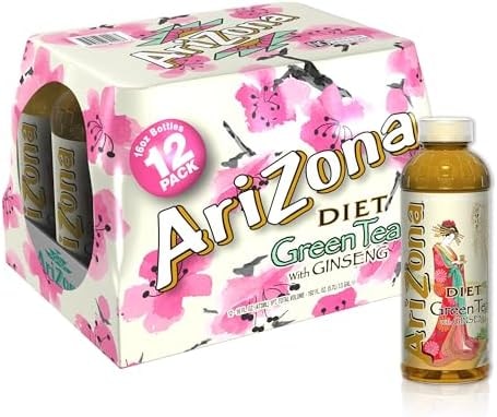 AriZona Diet Green Tea with Ginseng - 16 Fl Oz (12 Pack)