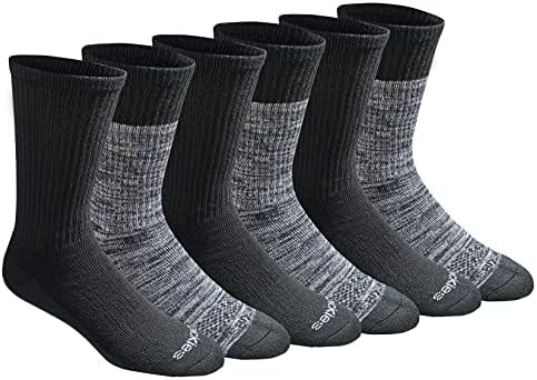 Dickies Men's Dri-Tech Essential Moisture Control Crew Socks Multipack, Black Free Run (6 Pairs), X-Large