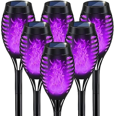 Halloween Decorations Outdoor Flickering Flame Purple Halloween Solar Light