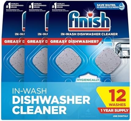 Finish Dishwasher Cleaner Tablets, Grease & Grime Remover, 12ct