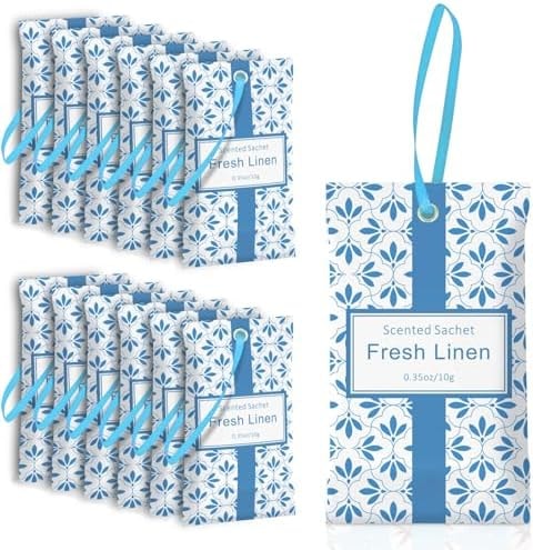 SCENTORINI Scented Sachets for Drawers and Closets, Linen Scent 14 Pack