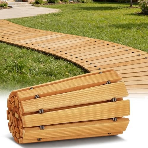 Buymoth 6FT Wooden Garden Pathway,Roll Out Decorative Straight Walkway