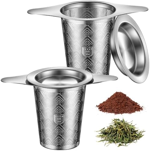 2Pack Stainless Steel Tea Strainers for Loose Tea Infuser, BOMANSI BOMS Extra-Fine Mesh Tea Infuser for Loose Leaf Tea, Tea Holder Loose Leaf Tea Steeper, Tea Diffuser for Rooibos, Black Tea, Herbal