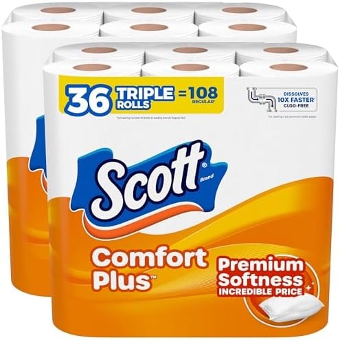 Scott ComfortPlus Toilet Paper, 36 Triple Rolls, 231 Sheets per Roll