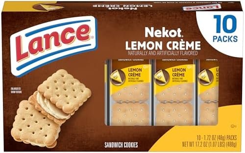 Lance Nekot Lemon Crème Sandwich Cookies Snack Packs, 10 Count 1.72 Oz