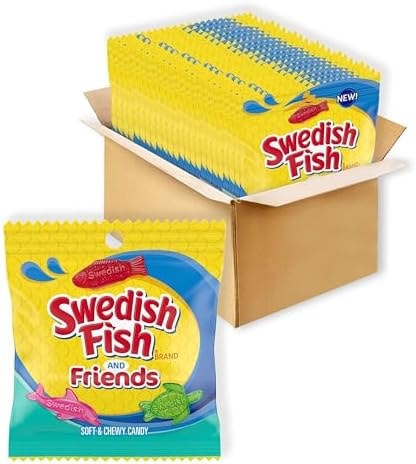 SWEDISH FISH and Friends Soft & Chewy Gummy Candy, Bulk Candy, 12 Bags