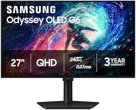Samsung 27" Odyssey OLED G6 (G61SH) QD-OLED, QHD (1440P) Gaming Monitor